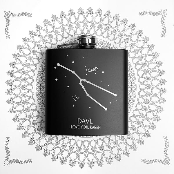 Star Constellation Matte Black Hip Flask