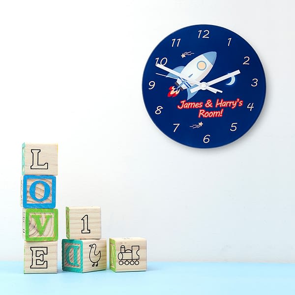 Rocket To The Moon Personalised Wall Clock