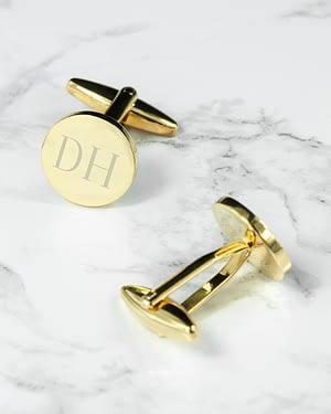 Personalised Round Gold Plated Cufflinks