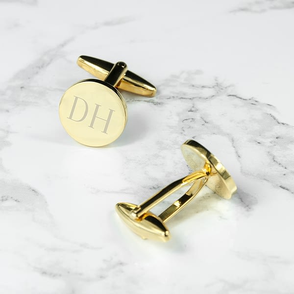 Personalised Round Gold Plated Cufflinks