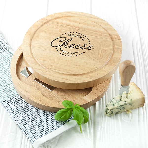 Personalised 'Hands Off' Cheese Board Set