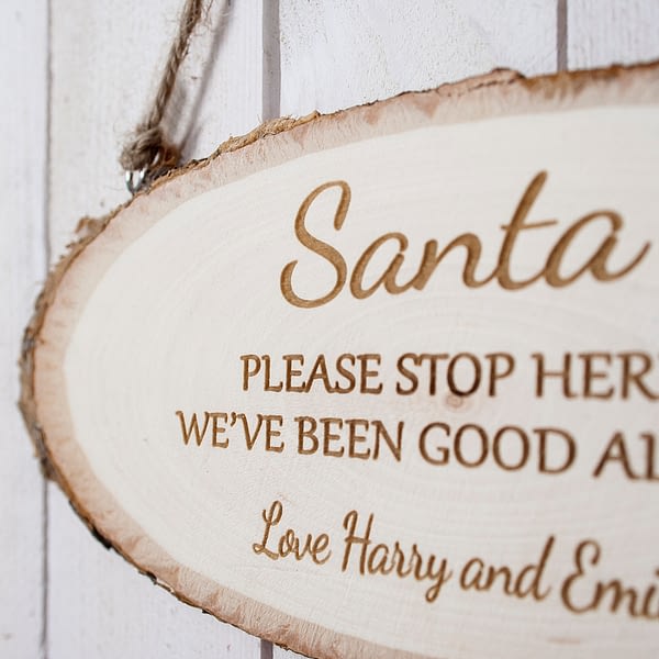 Santa Please Stop Here Wooden Sign