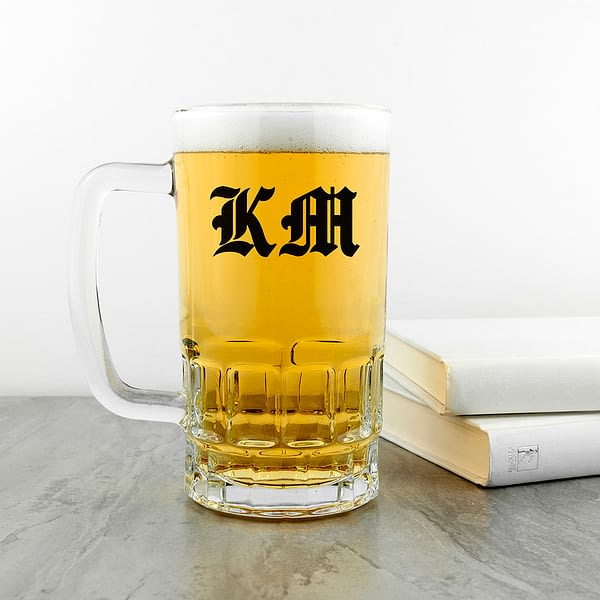 Medieval Text Monogram Beer Glass Tankard