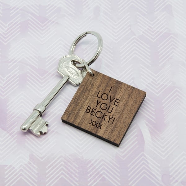 Floral Frame Initial Wooden Keyring