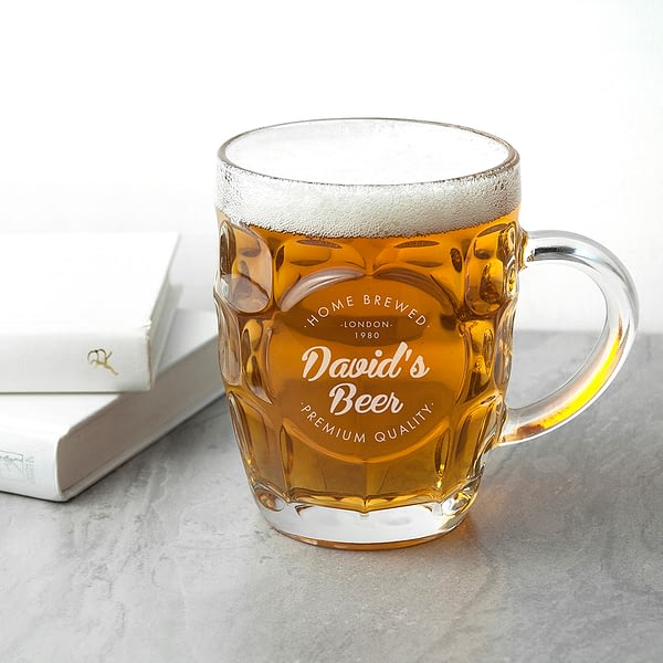 Personalised Home Brewed Dimpled Beer Glass