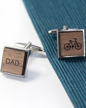 Iconic Hobbies Engraved Square Walnut Cufflinks