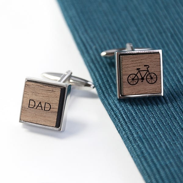 Iconic Hobbies Engraved Square Walnut Cufflinks