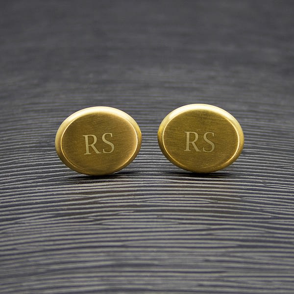 Men's Matte Finish Brushed Gold Oval Cufflinks