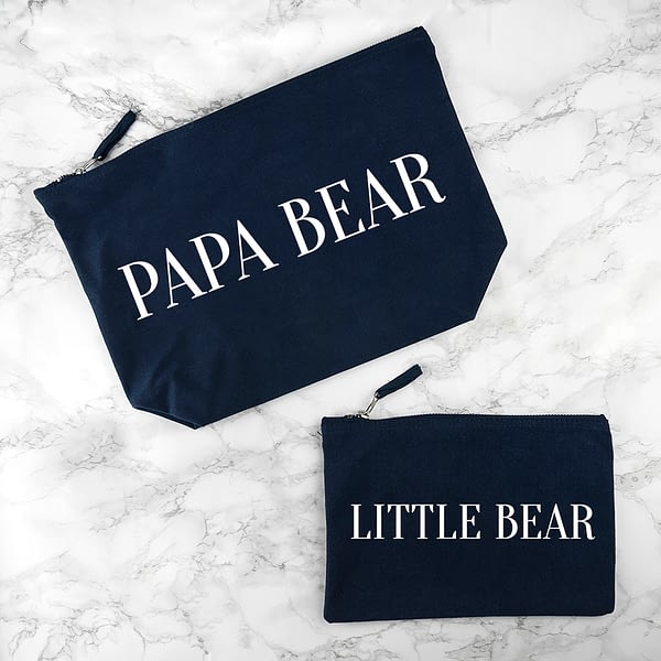 Personalised Daddy & Me Navy Wash Bags