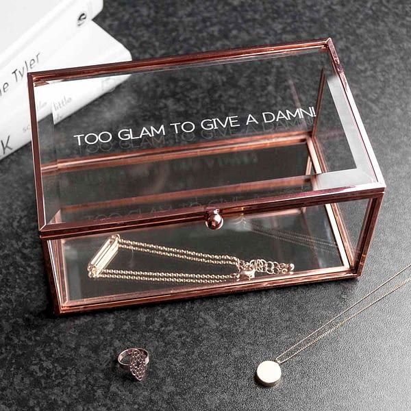 Personalised Rose Gold Glass Jewellery Box