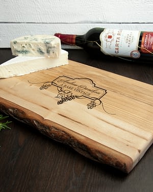 Personalised Wine And Cheese Rustic Wood Platter