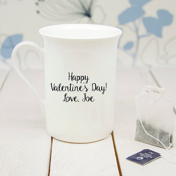 Personalised You Make Me Hap-Pea Bone Chine Mug