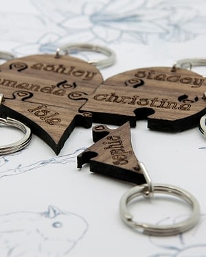 To Our Bridesmaid Heart Jigsaw Wooden Keyring