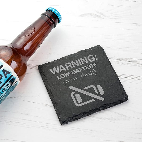 Warning: New Dad Square Slate Keepsake (Non Personalised Gift)