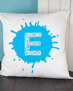 Personalised Splatter Initial Cushion Cover