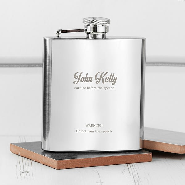 Best Man The Speech Hip Flask