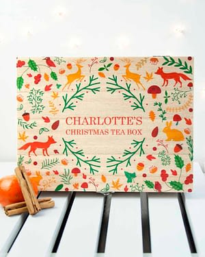 Personalised Festive Woodland Christmas Tea Box