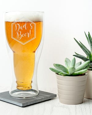 Personalised Bottoms Up Beer Glass