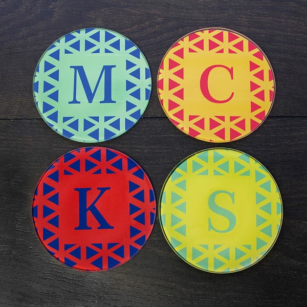 Set of Four Glass Coasters - Vibrant Design