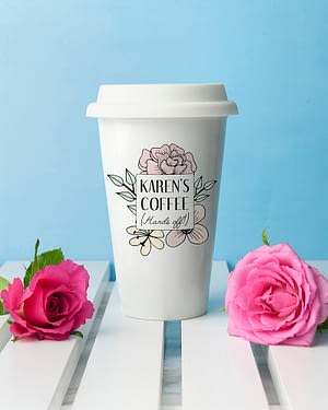 Personalised Hands Off Ceramic Travel Mug