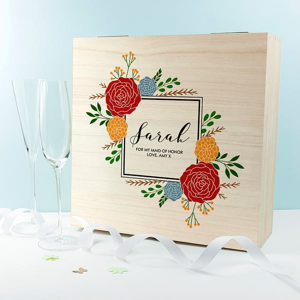 Personalised Vibrant Flower Frame Bridesmaid Box