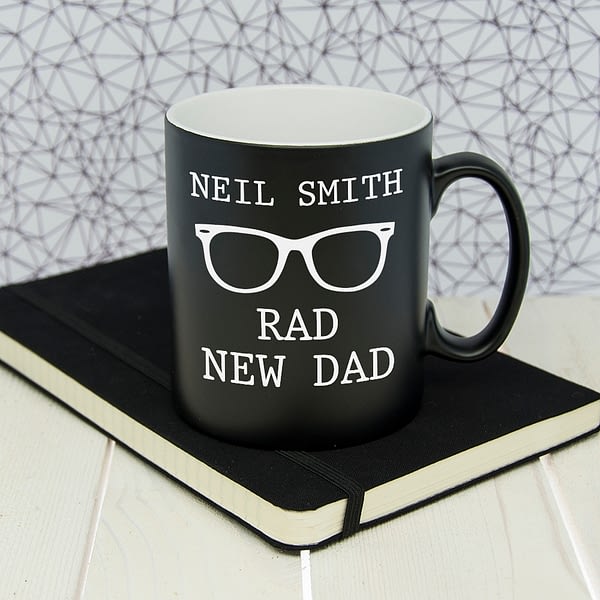 Rad New Dad Black Matte Mug