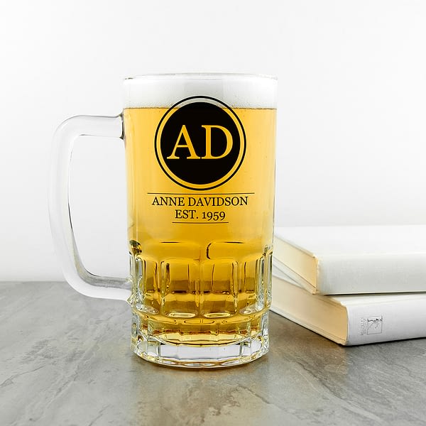 Circle Monogram Beer Glass Tankard