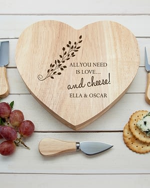 'All You Need is Love' Heart Cheese Board