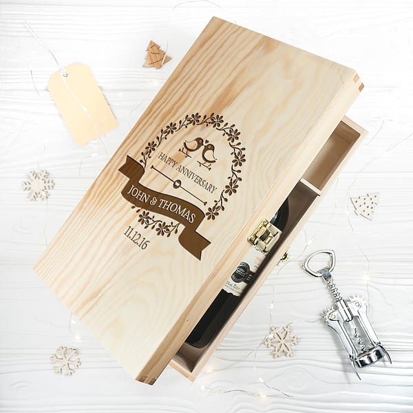 Personalised Happy Anniversary Wine Box