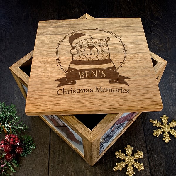 Personalised Woodland Bear Christmas Memory Box