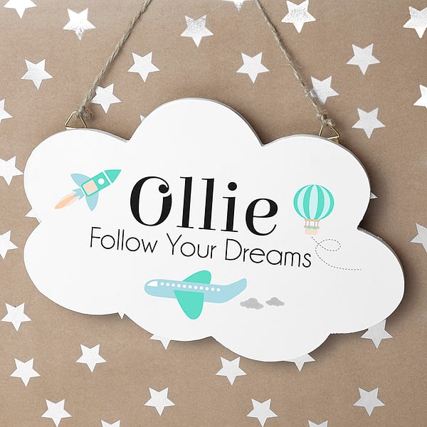 Personalised Follow Your Dreams Cloud Wall Hanging