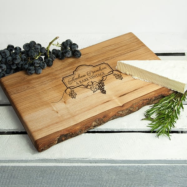 Personalised Wine And Cheese Rustic Wood Platter