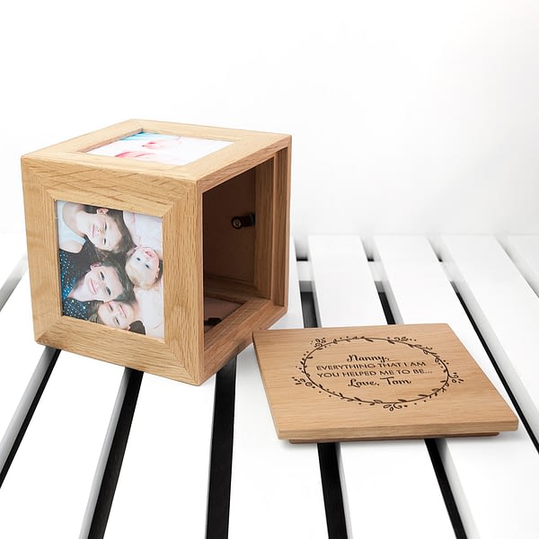 Personalised Thank You Mum Oak Photo Cube