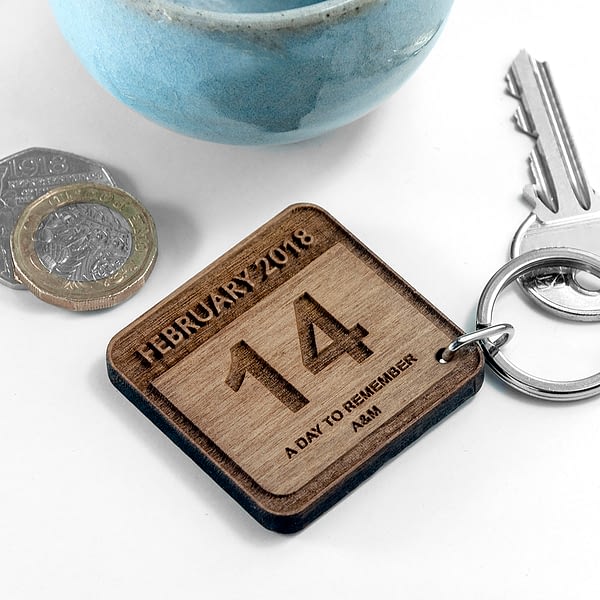 Personalised Special Calendar Day Square Keyring