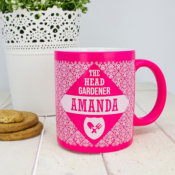 Floral Patterned Head Gardener Coloured Mug