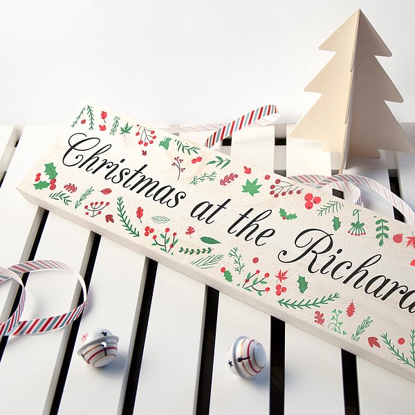 Personalised Holly Festive Christmas Mantle Decoration