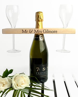 Personalised Welsh Ash Wooden Champagne Holder