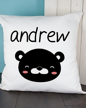 Personalised Little Bear Face Cushion Cover