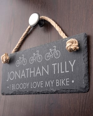 Personalised I Bloody Love My Bicycle Slate Hanging Sign