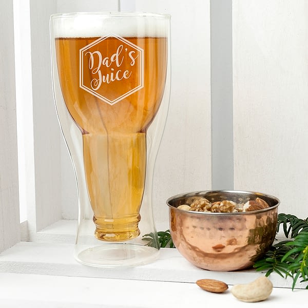 Personalised Bottoms Up Beer Glass