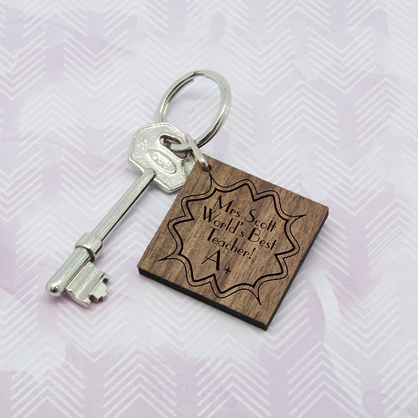 Personalised A+ Teacher Square Keyring