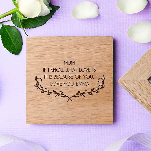 Personalised Mother's Love Oak Photo Cube