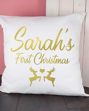 Personalised Baby's First Christmas Cushion Cover