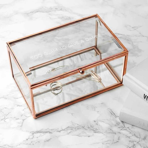 Personalised Rose Gold Glass Jewellery Box