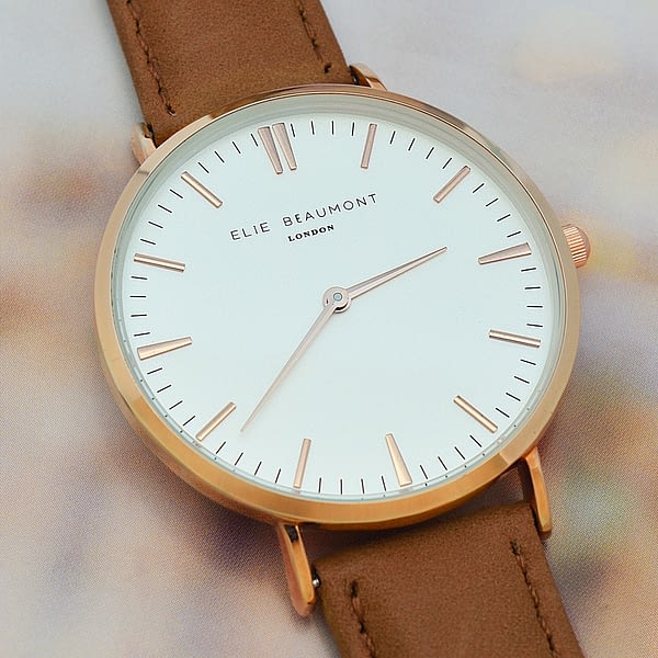 Modern - Vintage Personalised Leather Watch in Camel