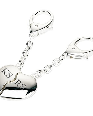 Personalised Silver Plated Joining Hearts Keyrings