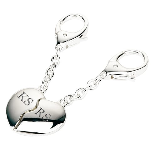 Personalised Silver Plated Joining Hearts Keyrings