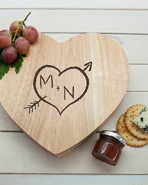 Engraved Carved Heart Cheese Board