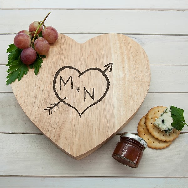 Engraved Carved Heart Cheese Board