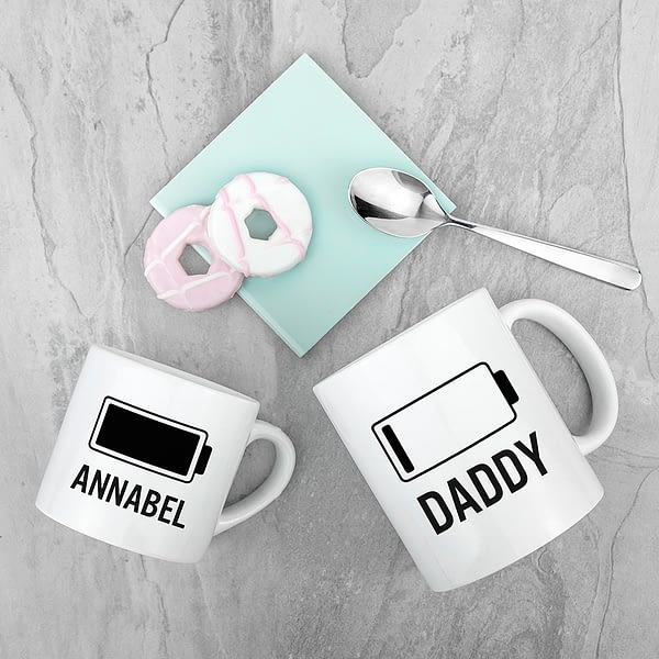 Personalised Daddy & Me Low Battery Mugs